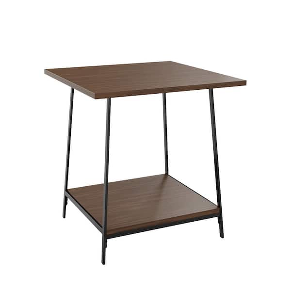 Brookside Eliza 22 in. Dark Oak Rectangle Metal and Wood End Table with Storage Shelf