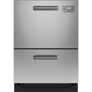 Profile 24 in. Front Control Double Drawer Dishwasher in Stainless Steel with 6-Cycles, 45 dBA/48dBA