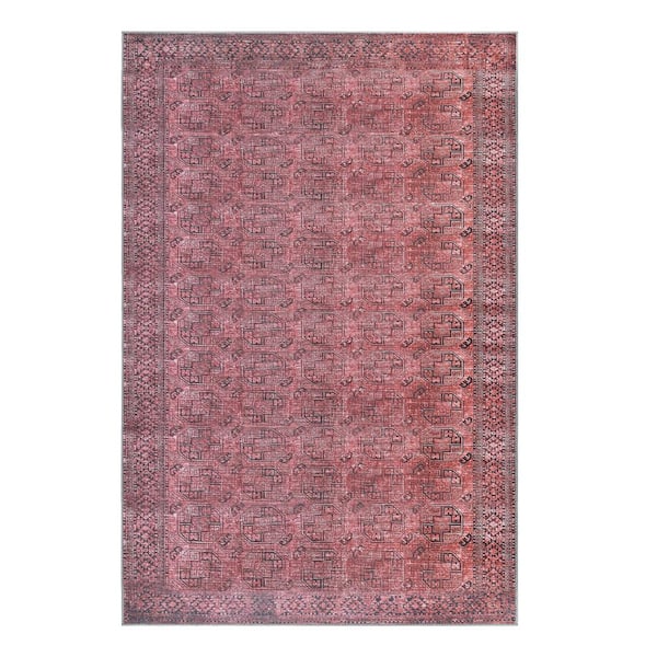 SUPERIOR Kova Garnet Red 3 ft. 6 in. x 5 ft. 6 in. Vintage Oriental Geometric PowerLoomed Polyester Indoor Area Rug