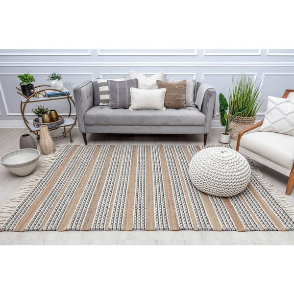 Ribbon Refresh Textured Farmhouse Brown 8 ft. x 10 ft. Area Rug