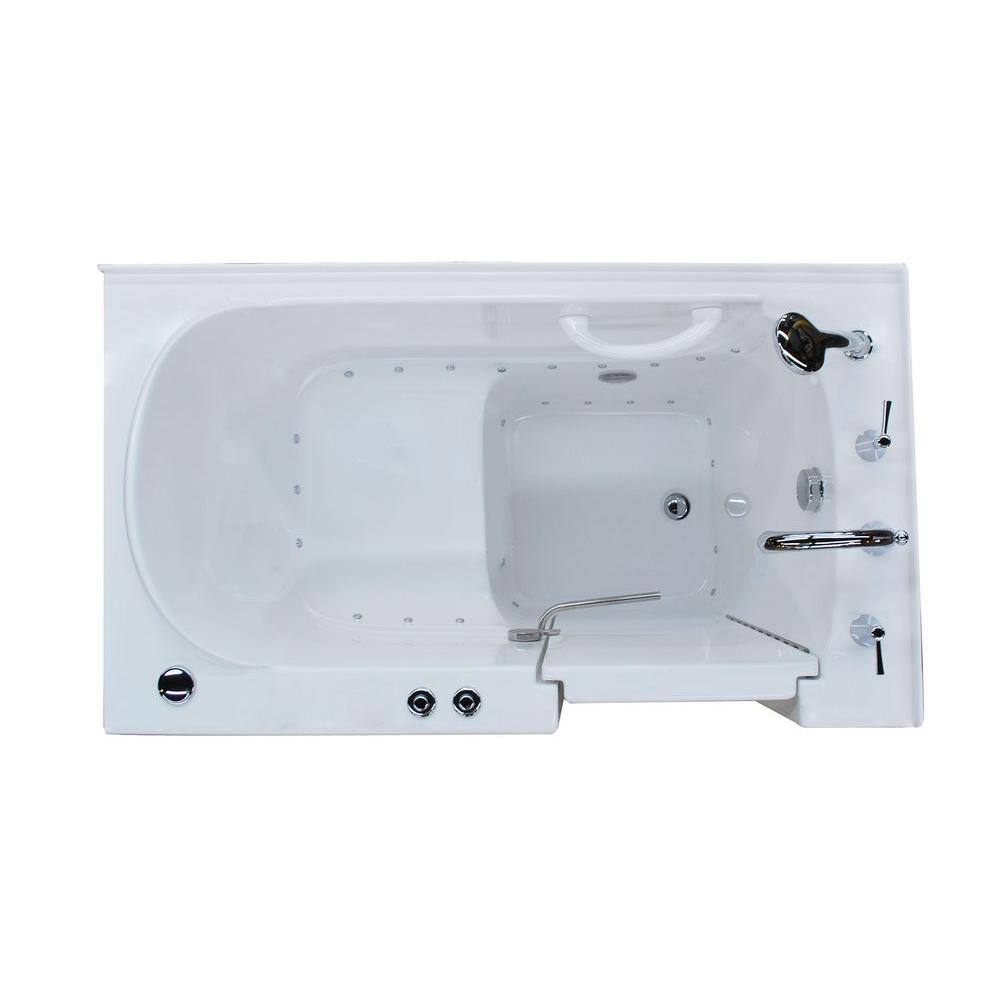 Ashton 52.8'' x 29.5'' White Fiberglass Walk-in Bathtub with Faucet