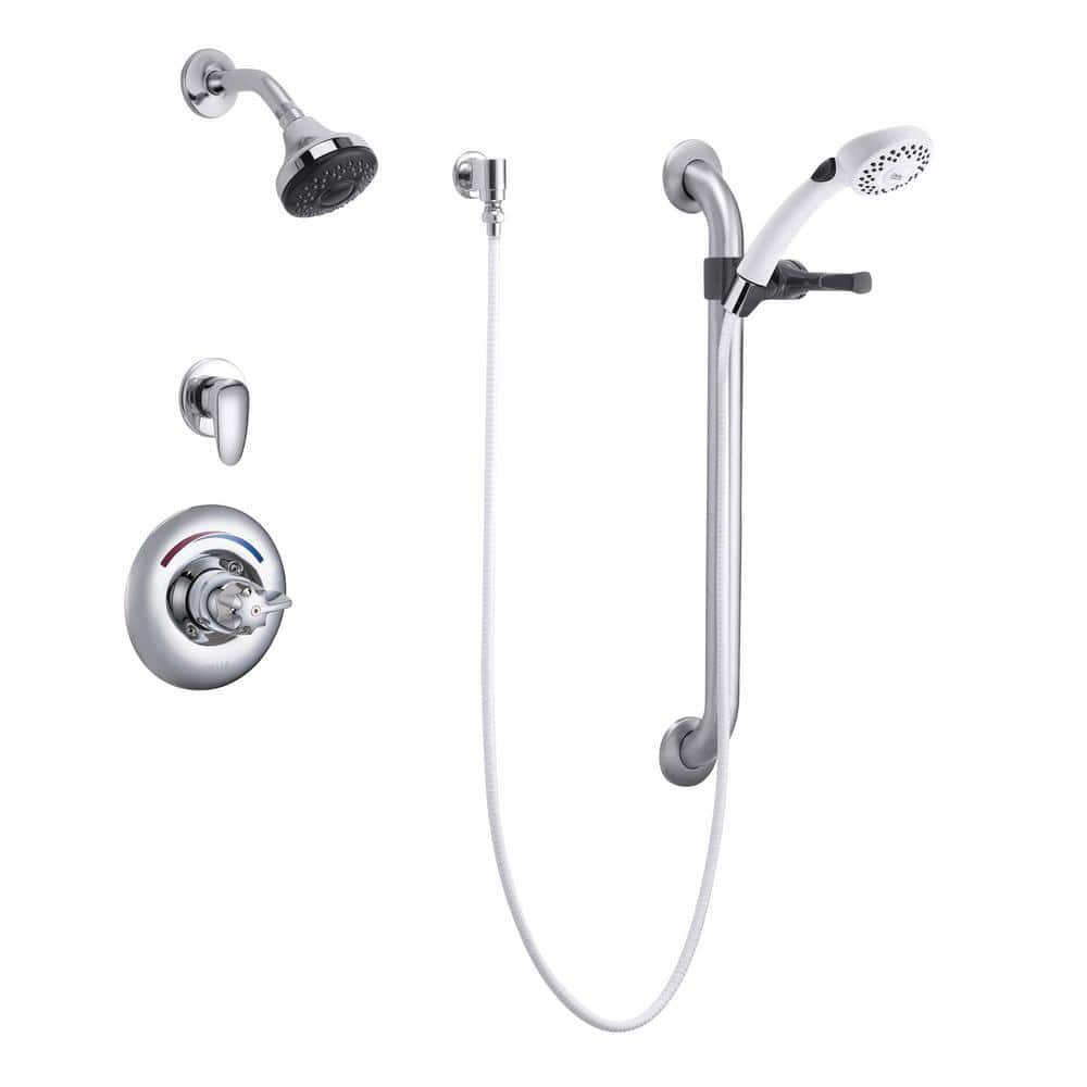 Delta 1Handle Wall Mount Shower Faucet Trim Kit in Chrome with Hand