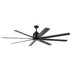 Breda 75 in. Outdoor Satin Black Downrod Mount Ceiling Fan with Remote Included for Patios or Porches