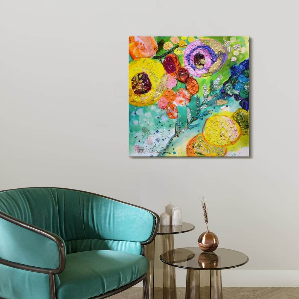 Floral Radiance II 24" Multicolor Epoxy Canvas Wall Art
