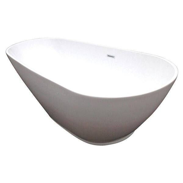 Aqua Eden Modern 5.8 ft. Acrylic Center Drain Slipper Flatbottom Non-Whirlpool Freestanding Bathtub in White