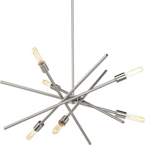 Astra Collection 22-5/8 in. 6-Light Brushed Nickel Mid-Century Modern Chandelier Dining Light