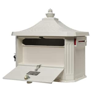 Hemingway White, Large, Aluminum, Locking, All-in-One Mailbox and Post Combo