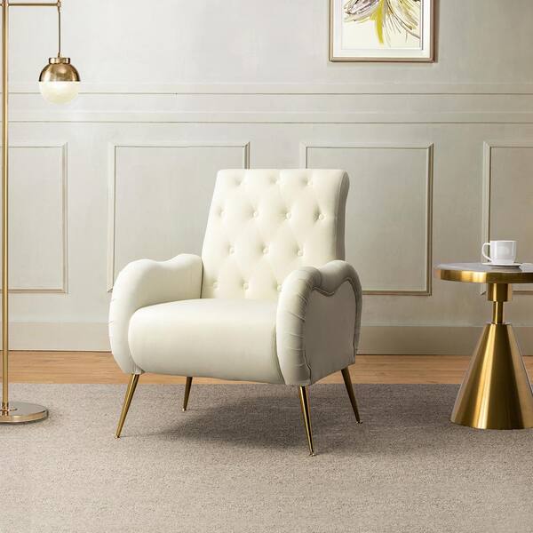 ivory velvet accent chair