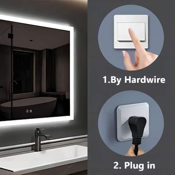 HOMEIBRO 55 in. W x 36 in. H Rectangular Frameless LED Light