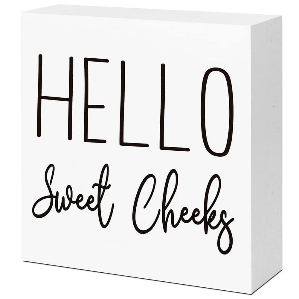 Wooden Box Farmhouse Finish Funny Bathroom Sign Block Decor for Restroom Shelf Toilet Home Accent Mood Booster price history on PriceWatchPro