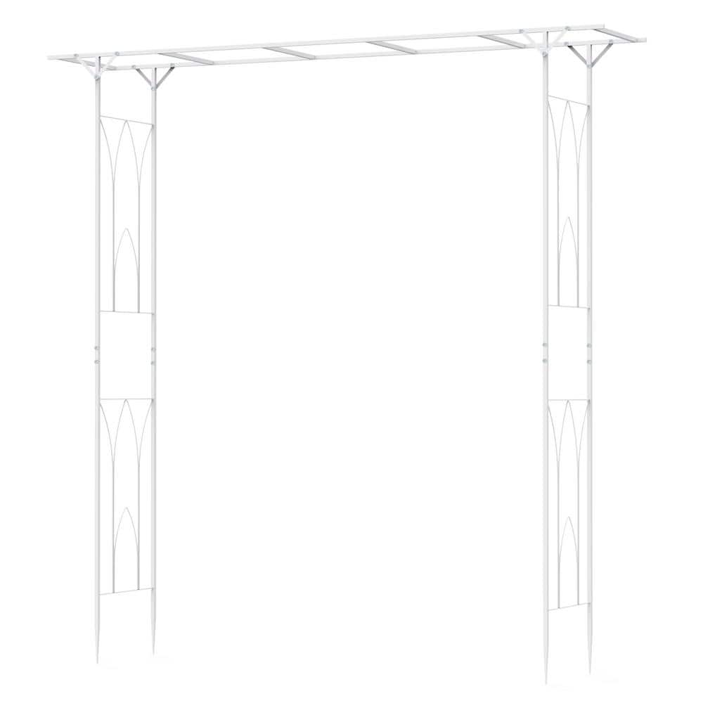 81.8 in. x 81.1 in. Garden Arbor Decorative White Tall Metal Arbor with Tre