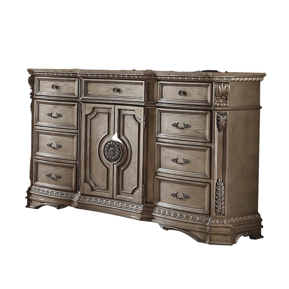silver antique dresser 7 Drawers Wooden Dresser in Antique Silver