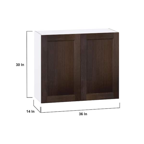 J COLLECTION Lincoln Chestnut Solid Wood  Assembled Wall Kitchen Cabinet with Full Height Door (36 in. W x 30 in. H x 14 in. D)