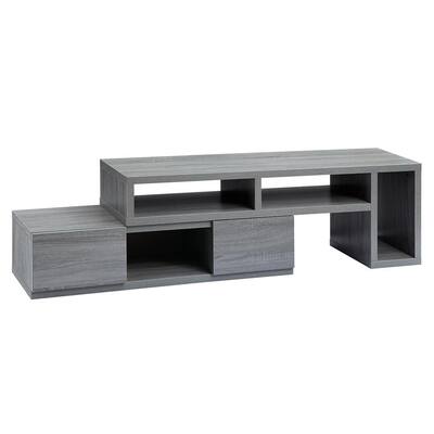 Adjustable 53.5 in. Gray Wood TV Stander Entertainment Center with 2-Closed Storage Drawers Fits TV's up to 65 in.