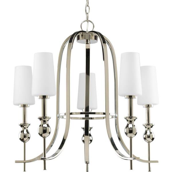 Progress Lighting LadyLuck Collection 5-Light Polished Nickel Chandelier