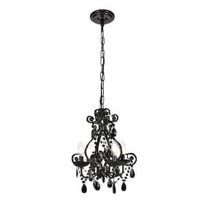 Timeless Home Kaitlin 12.6 in. W x 16.3 in. H 4-Light Polished Black Pendant