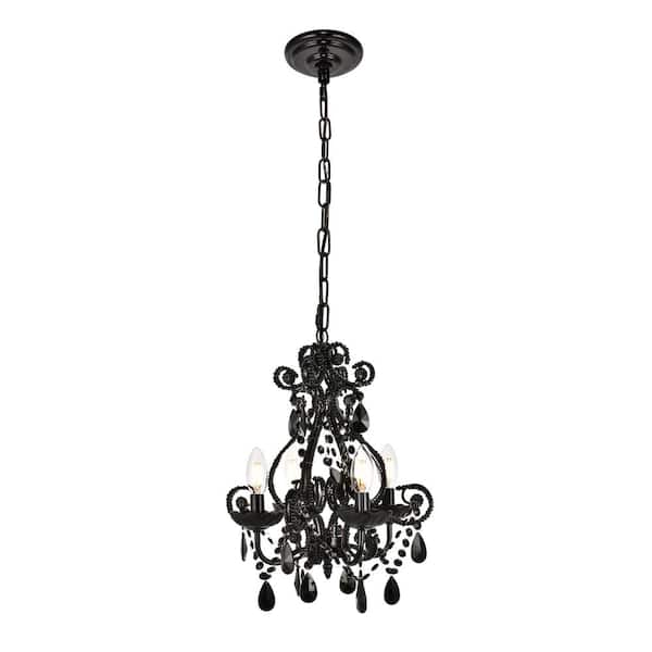 Unbranded Timeless Home Kaitlin 12.6 in. W x 16.3 in. H 4-Light Polished Black Pendant