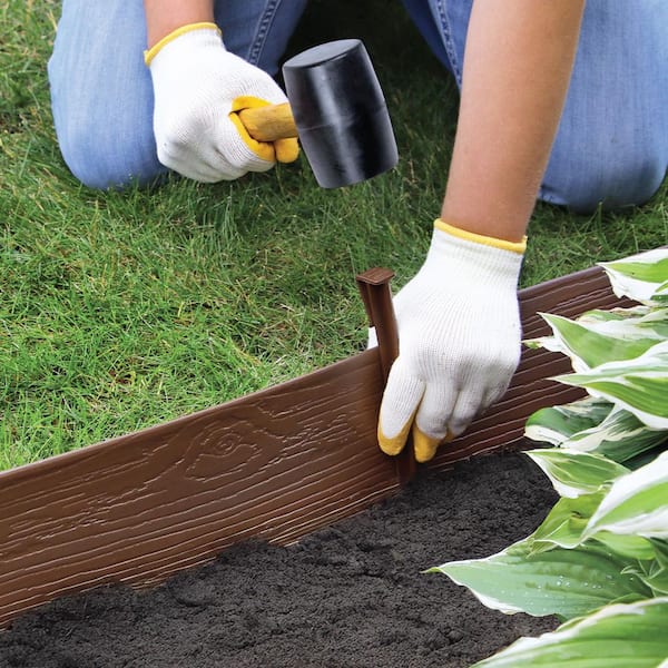 Vigoro 20 ft. Brown Composite Edging with Stakes 55320 - The Home