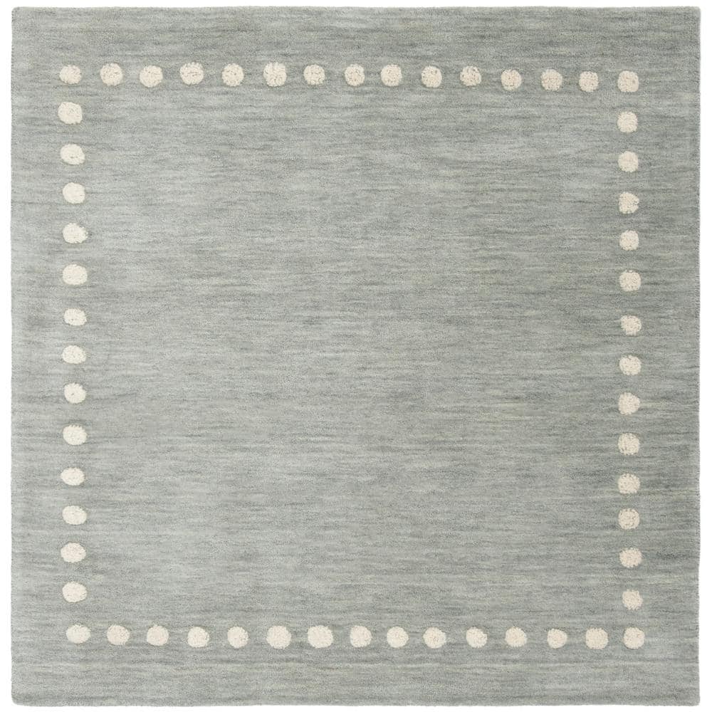 Hand-Tufted Whimsy Wool Square Rug for Kids in Gray