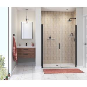 Manhattan 55 in. to 57 in. W x 68 in. H Pivot Shower Door with Clear Glass in Matte Black