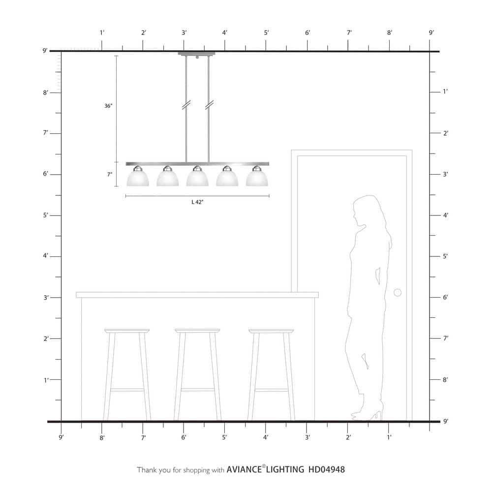 Sleek Somerset Brushed Nickel 5-Light Linear Chandelier with Satin Glass