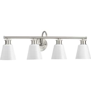 Ashford Collection 4-Light Brushed Nickel Opal Glass Farmhouse Wall Light