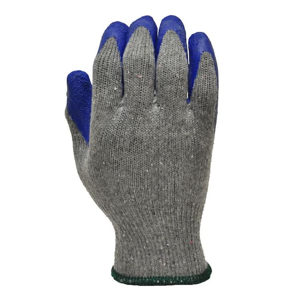 Multi-Purpose Gloves Knitted Base & Latex Rubber Coated Palms Black LGE