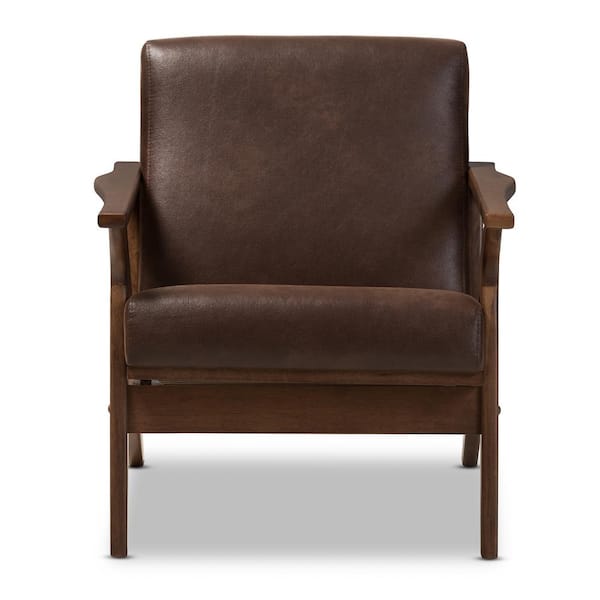 Baxton Studio Bianca Dark Brown/"Walnut" Brown Fabric Lounge Chair