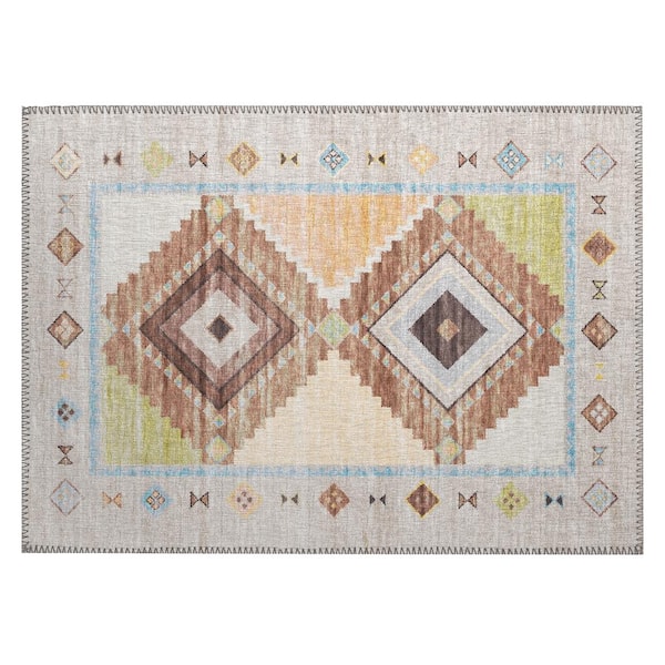 Addison Rugs Sonora Taupe 1 ft. 8 in. x 2 ft. 6 in. Geometric Indoor/Outdoor Area Rug