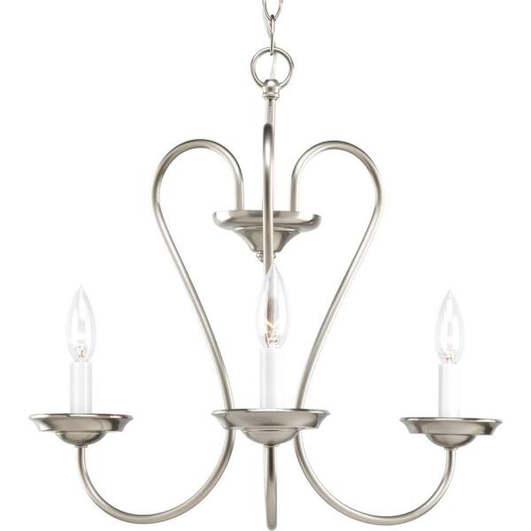 Progress Lighting Heart Collection 3-Light Brushed Nickel Chandelier