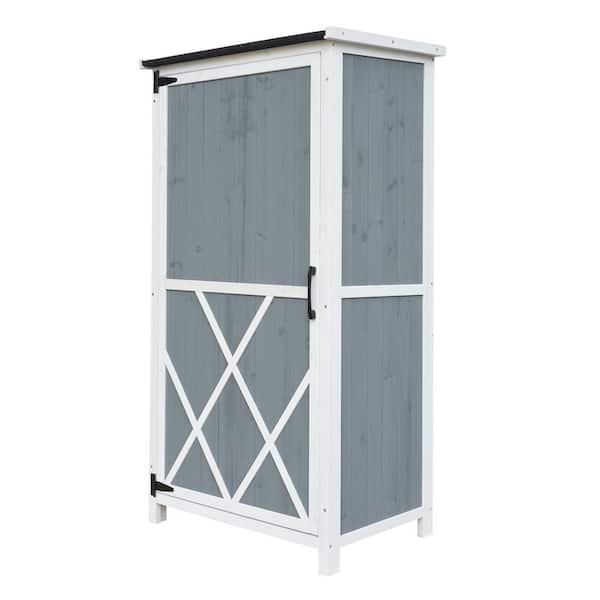 2.3 ft. W x 1.6 ft. D Two-Tone Wooden Shed with Sloped Roof & 5 Customizable Compartments in Gray + White (3 sq. ft. )