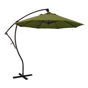 9 ft. Bronze Aluminum Cantilever Patio Umbrella with Crank Open 360 Rotation in Palm Pacifica