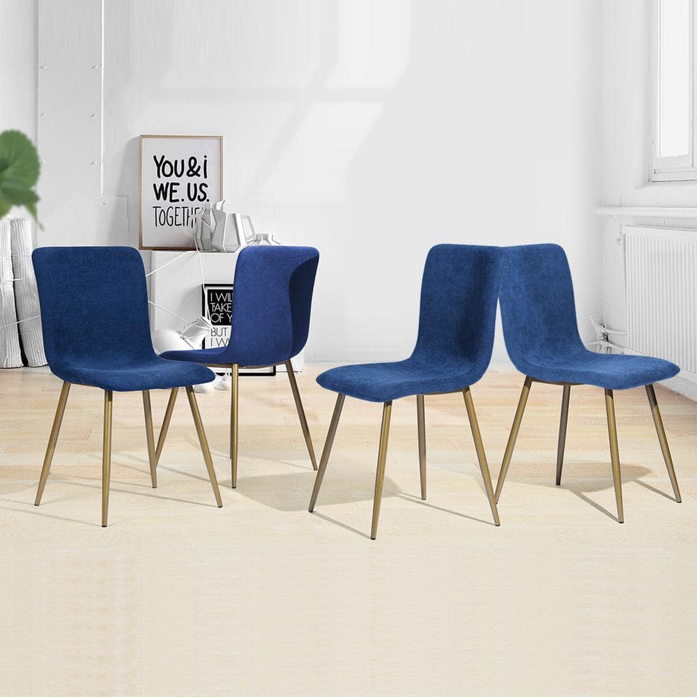 Homy Casa Scargill Blue Fabric Upholstered Side Dining Chair (Set of 4