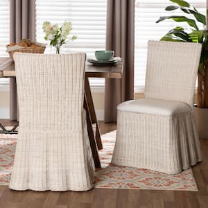 Sara White Wash Rattan Dining Chair (Set of 2)