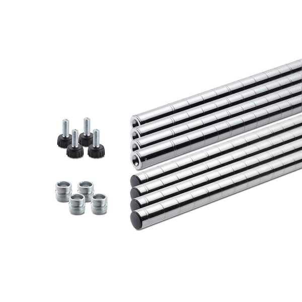 72 in. EcoStorage Chrome Color Steel Poles - Set of (4)