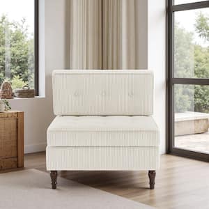 32.67 in. Armless 1-piece Corduroy Rectangle Sectional Sofa in. Beige
