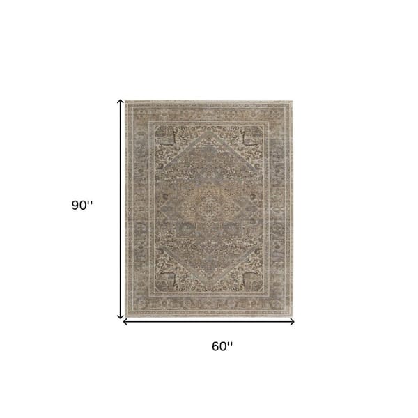 2 ft. x 8 ft. Tan, Brown Floral Area Rug