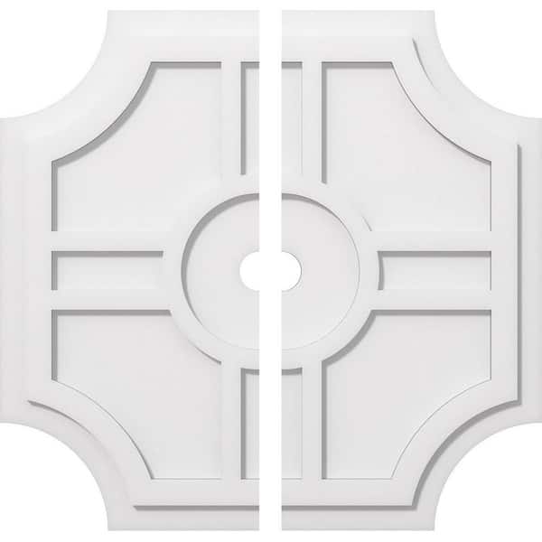 Ekena Millwork 1 in. P X 8-1/2 in. C X 26 in. OD X 2 in. ID Haus Architectural Grade PVC Contemporary Ceiling Medallion, Two Piece