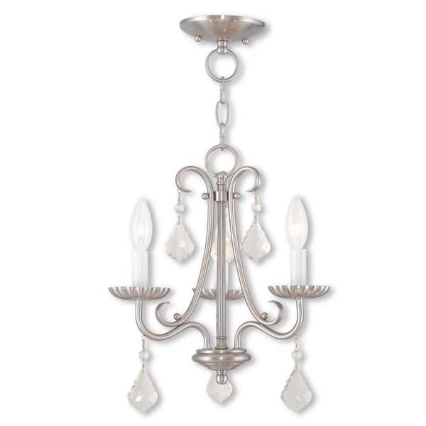 AVIANCE LIGHTING Shirlington 3-Light Brushed Nickel Mini Chandelier with Clear Crystals