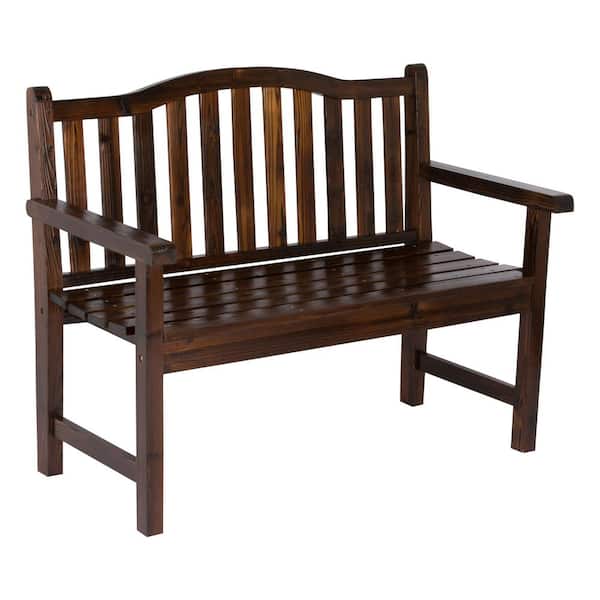 Shine Company Belfort II 45 in. Burnt Brown Wood Outdoor Bench