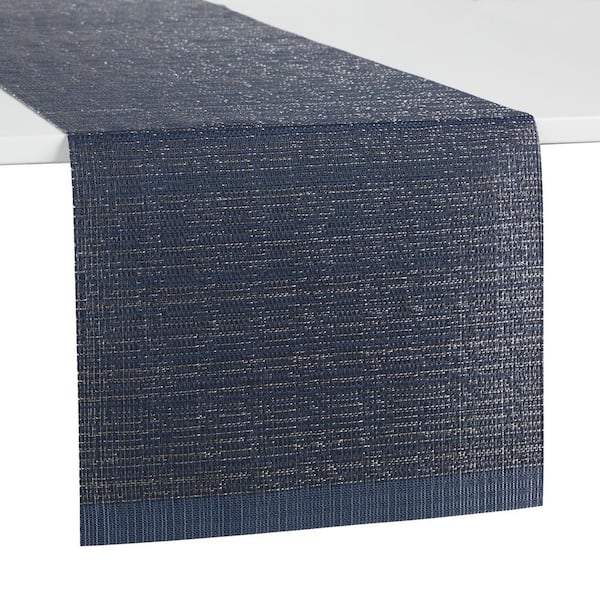 TOWN & COUNTRY LIVING Coiled Woven PVC 13 in. W x 72 in. L Navy Blue Solid Polyester Table Runner