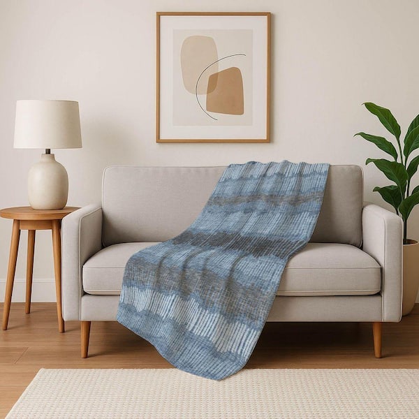 Premium Machine Washable ASB889 Blue 50 in. x 70 in. Sherpa Throw Blanket