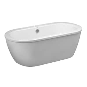 Cadet 66 in. x 32 in. Acrylic Flatbottom Freestanding Japanese Soaking Bathtub with Center Drain in Arctic White