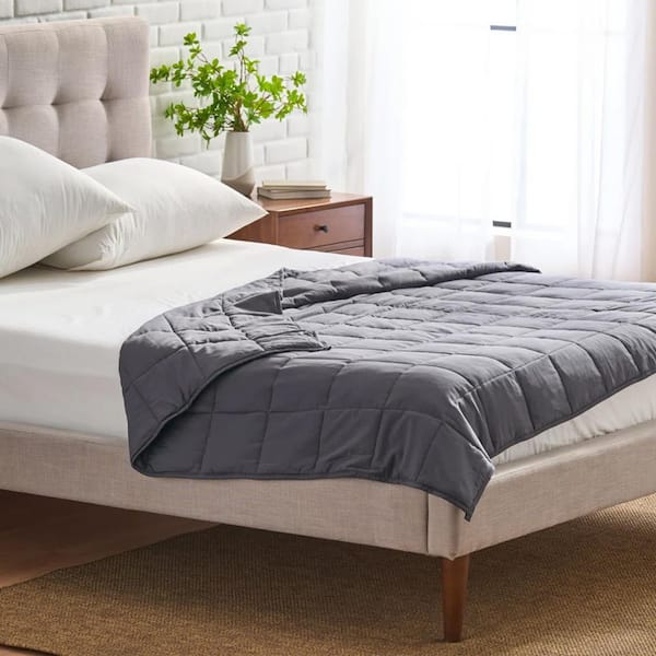 Grey OkiOki 205T Cotton 20 lbs. Non-Toxic Micro Glass Beads Comfortable and Durable Weighted Blanket