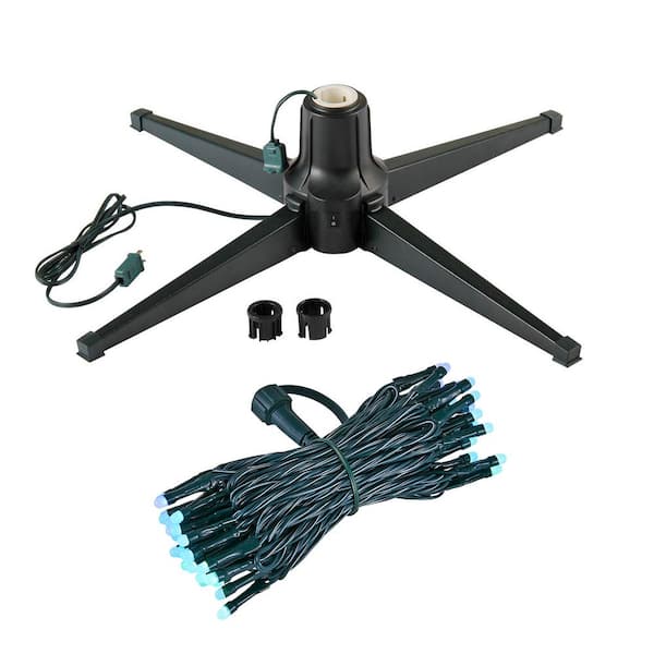 Home Heritage Black Metal Rotating Christmas Tree Stand with Twinkly App Controlled RGB Lights