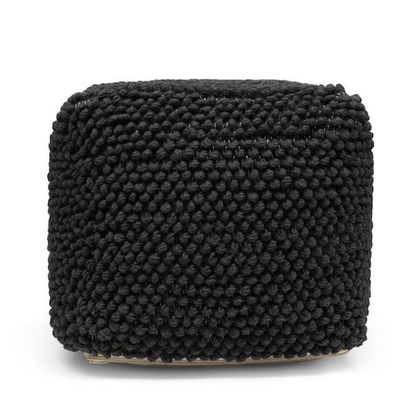 Noble House Grewell Charcoal Handcrafted Tufted Cube Pouf