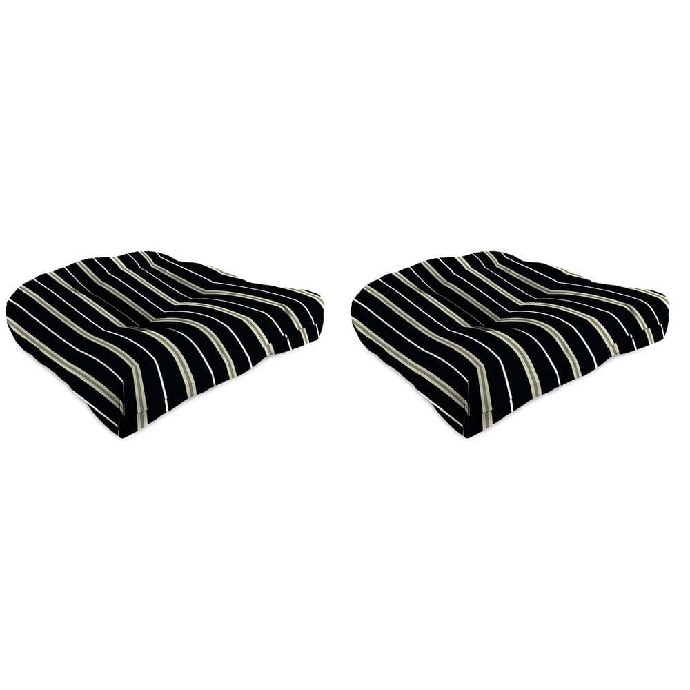18 in. L x 18 in. W x 4 in. T Tufted Outdoor Wicker Seat Cushion in Platt Ink (2-Pack) price history on PriceWatchPro
