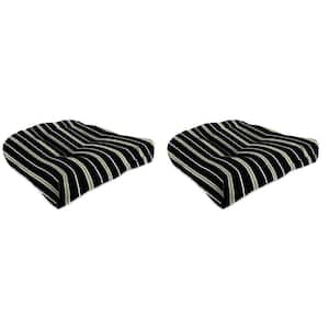 18 in. L x 18 in. W x 4 in. T Tufted Outdoor Wicker Seat Cushion in Platt Ink (2-Pack)