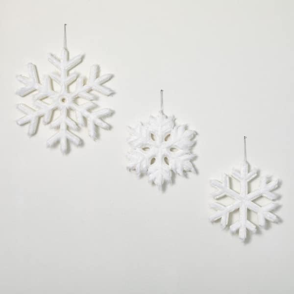 VTG Lot of 14 Plastic Shiny Snowflakes Glitter Snowflakes Christmas  Ornaments