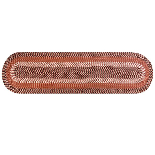 Alpine Braid Collection Burgundy Stripe 24" x 108" 100% Polypropylene Reversible Indoor Runner Rug